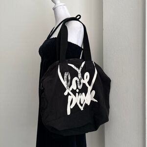 PINK Victoria Secret black tote bag canvas